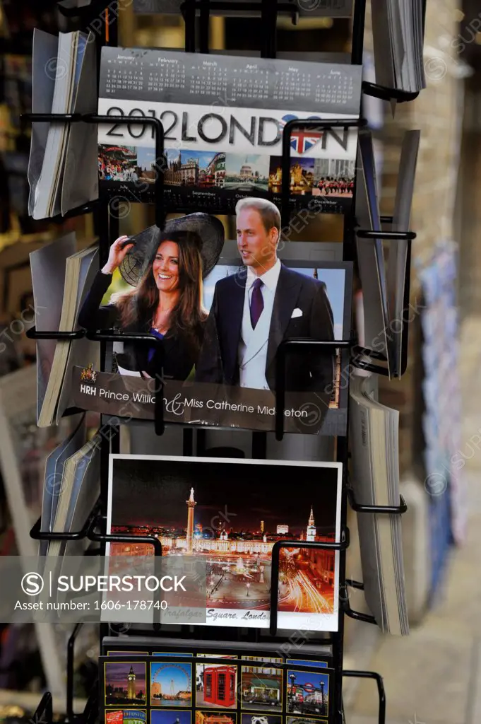 Postcards of Britain's Prince William and Kate Middleton in London,England,United Kingdom