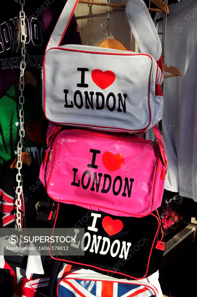Bags ""i love london"",in Camden Market,London,England,United Kingdom