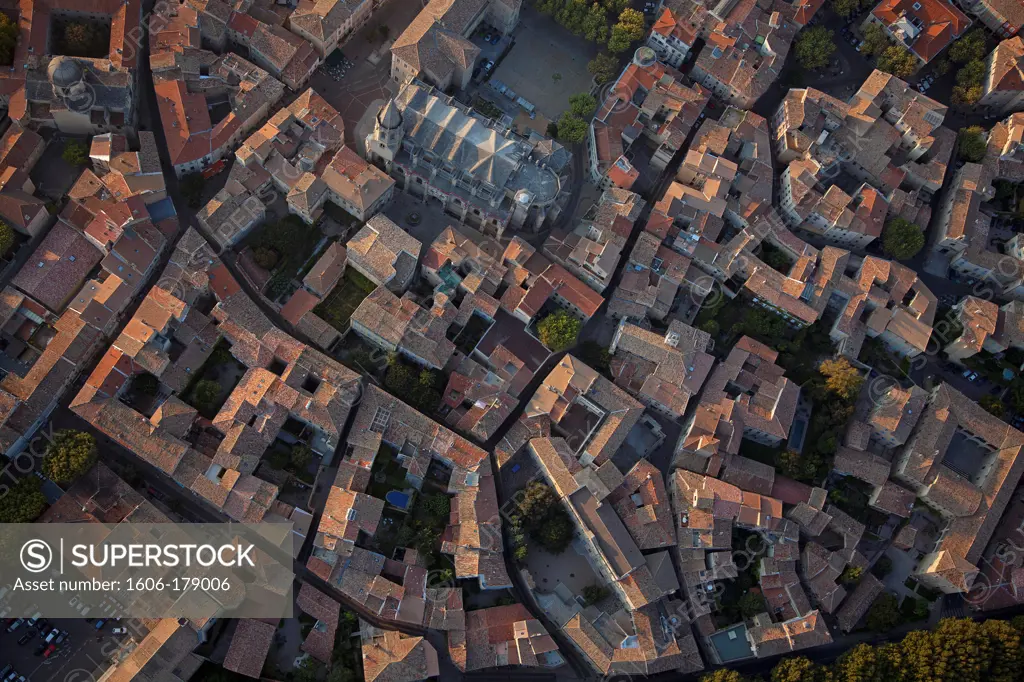France, Vaucluse (84), Carpentras, a town of Vaison in Vaucluse, Sifrein holy church, Country of Art and History, (aerial photo),
