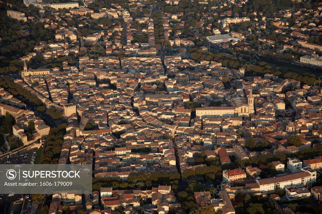 France, Vaucluse (84), Carpentras, a town of Vaison in Vaucluse, Sifrein holy church, Country of Art and History, (aerial photo),