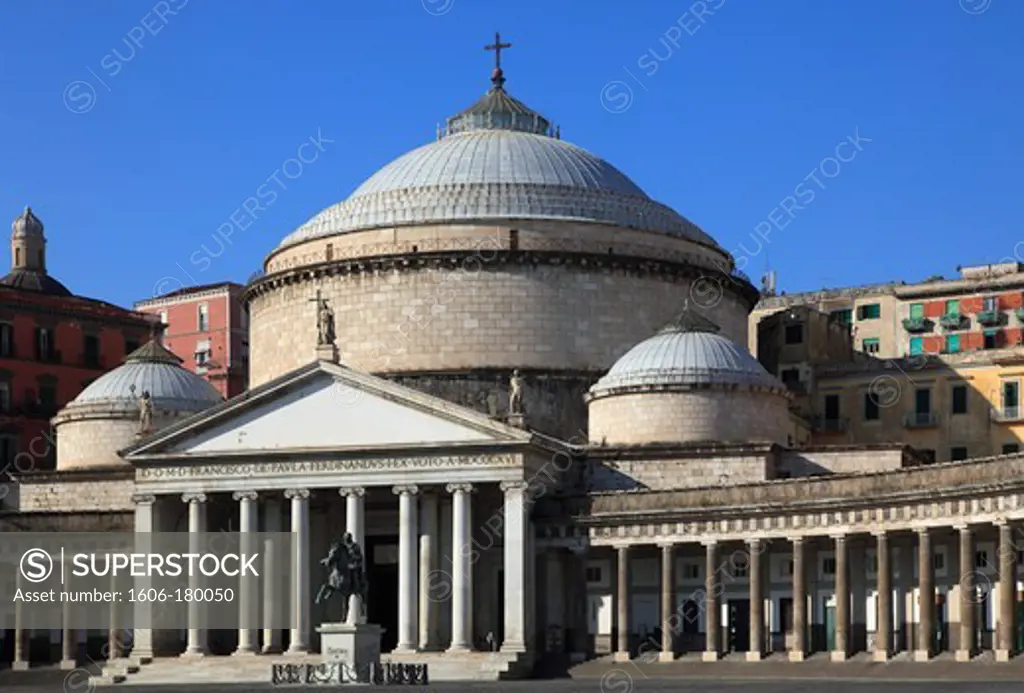 Italy, Campania, Naples, Piazza del Plebiscito, San Francesco di Paola church,