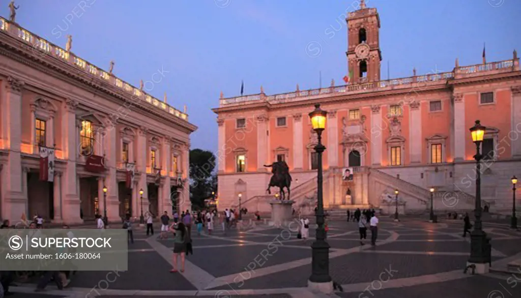 Italy, Lazio, Rome, Piazza Campidoglio, Palazzos Nuovo & Senatorio, palaces,