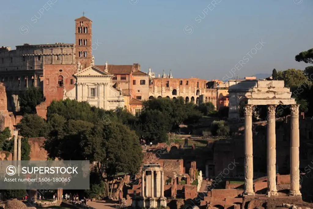 Italy, Lazio, Rome, Roman Forum, Santa Francesca Romana Church, Colosseum,