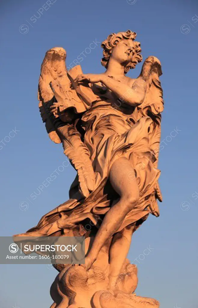Italy, Lazio, Rome, Ponte Sant Angelo, angel statue by Bernini,