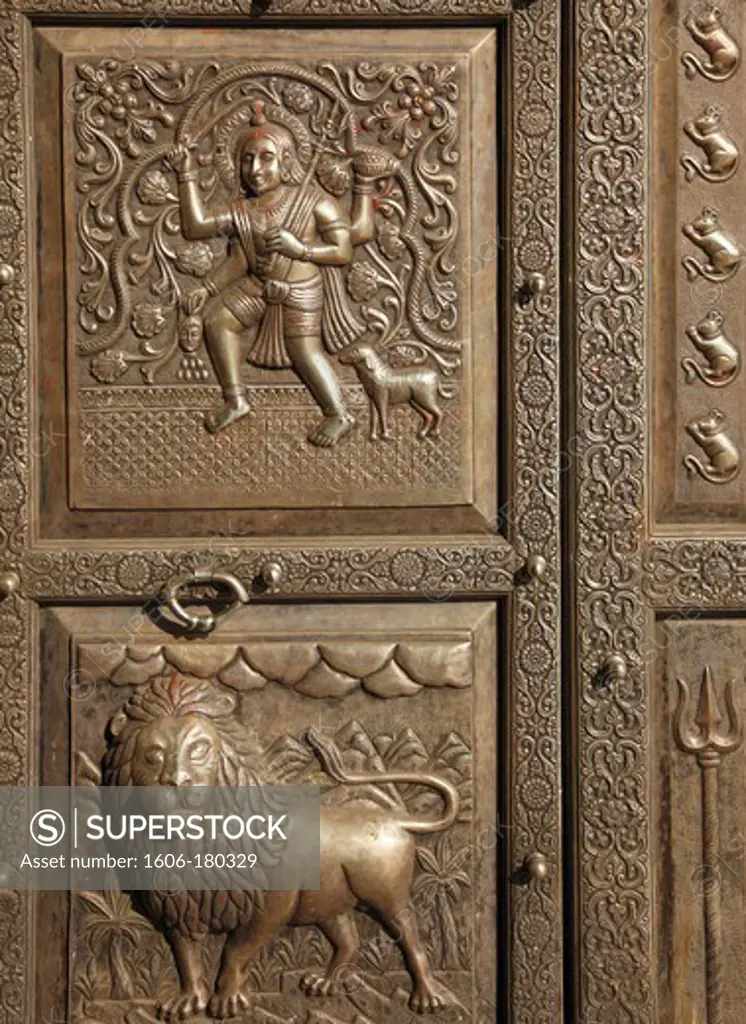 India, Rajasthan, Deshnok, Karni Mata Temple, silver door,