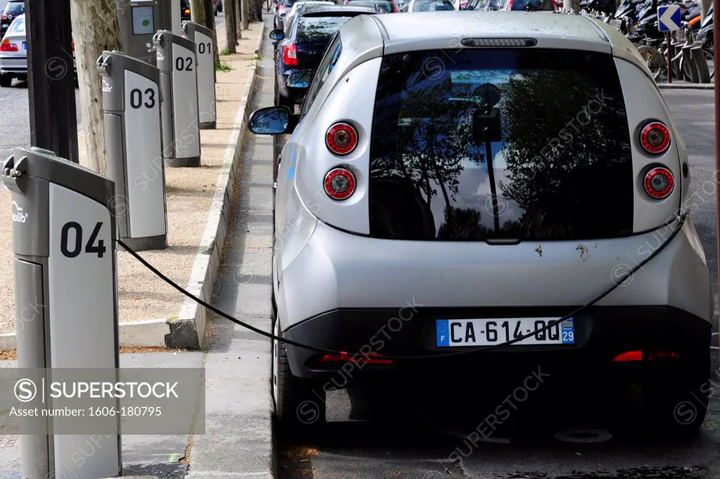 Paris autolib' cars,electric rental cars in Paris,France,Europe
