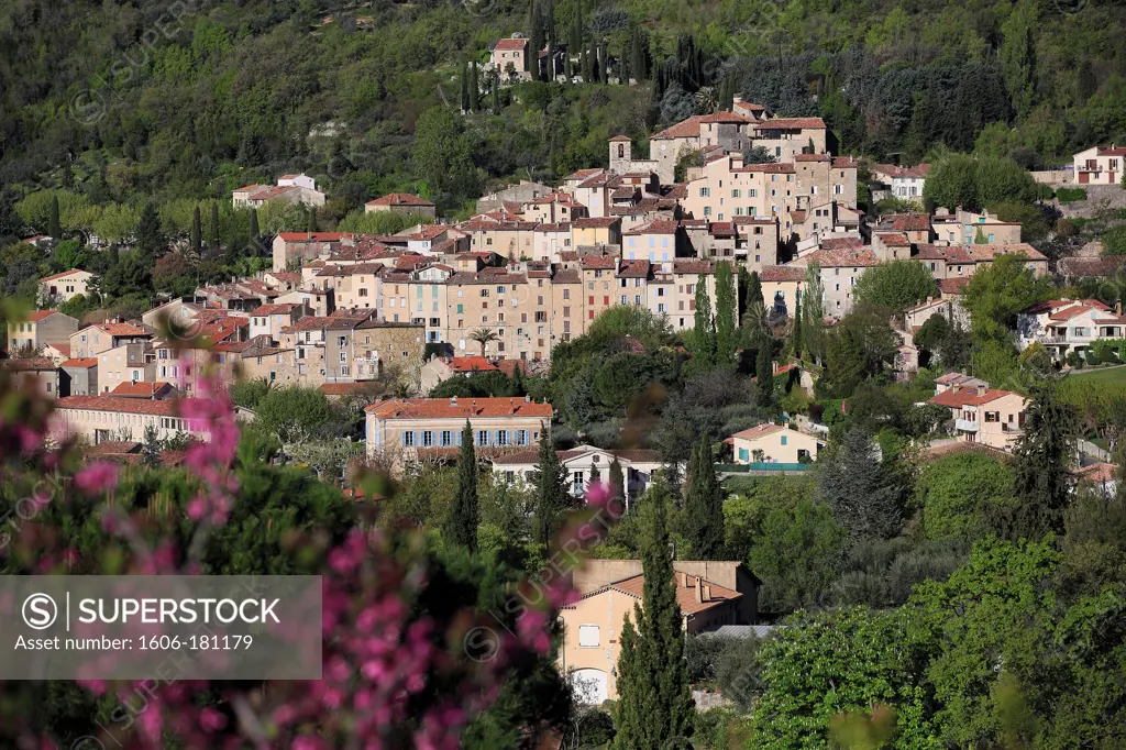 France, Var (83), Seillans, village labeled The Most Beautiful Villages of France, from the village gardens,