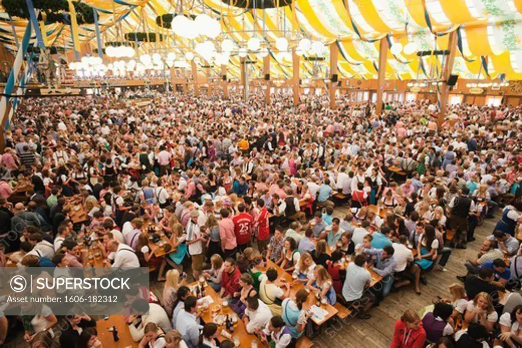 Germany,Baveria,Munich,Oktoberfest,Typical Beer Tent Scene