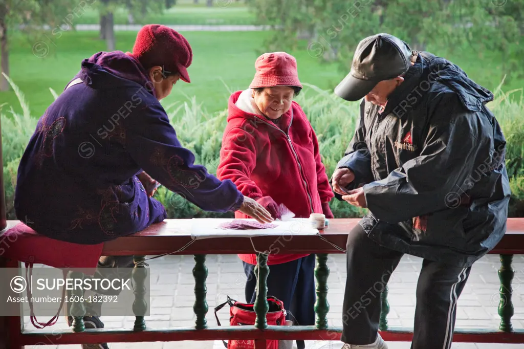 China,Beijing,Temple of Heaven Park,Elderly People Playing Cards