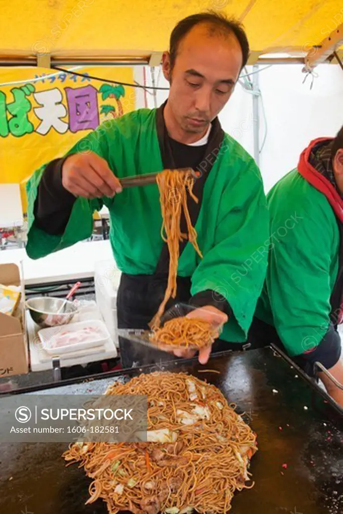 Japan,Kyoto,Kitano Temmangu Shrine,Food Stall Selling Japanese Noodles