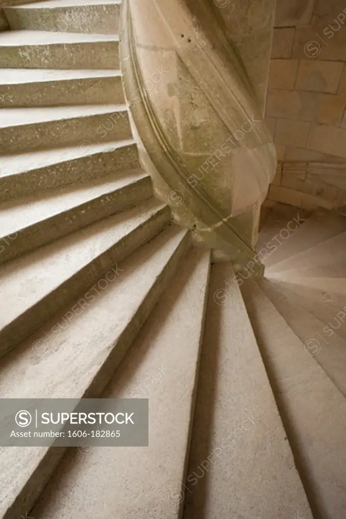 France,Loire Valley,Chambord Castle,The Chapel Wing Staircase