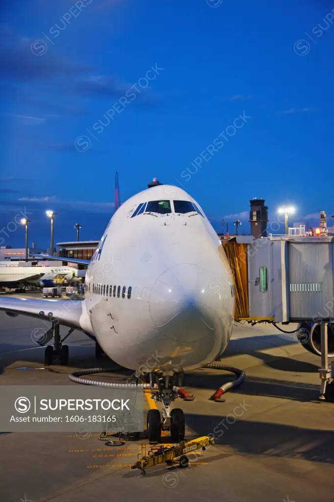 Japan,Tokyo,Narita International Airport,747 Jumbo Jet at Gate