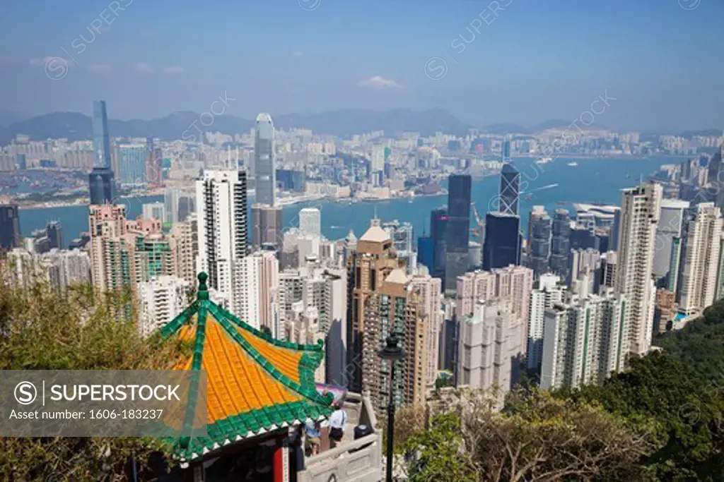 China,Hong Kong,View from Victoria Peak,City Skyline and Victoria Harbour