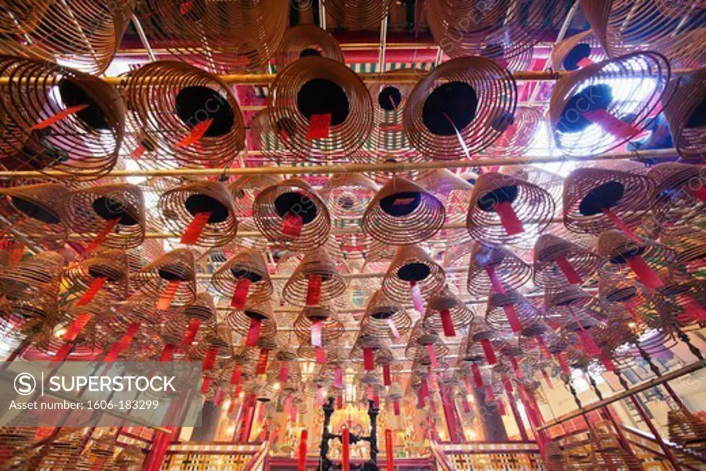 China,Hong Kong,Hollywood Road,Interior of Man Mo Temple,Incense Coils