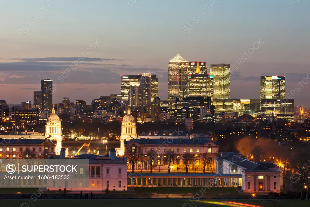 England,London,Greenwich,View of Docklands from Greenwich Park