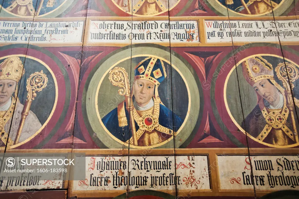 England,West Sussex,Chichester,Chichester Cathedral,16th Century Paintings by Lambert Barnard showing Representations of the Bishops of Chichester