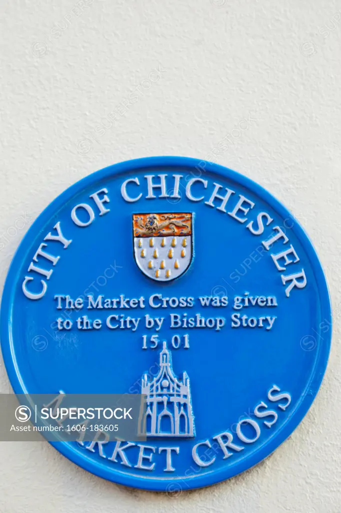 England,West Sussex,Chichester,The Market Cross Plaque