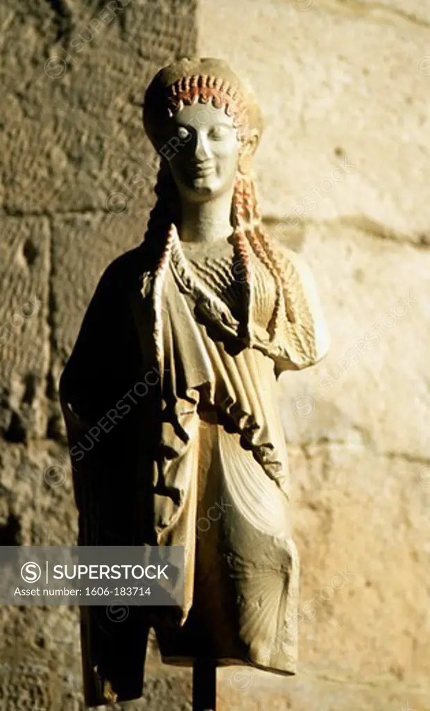 Greece, Crete, Rethymno, statue, architecture detail,