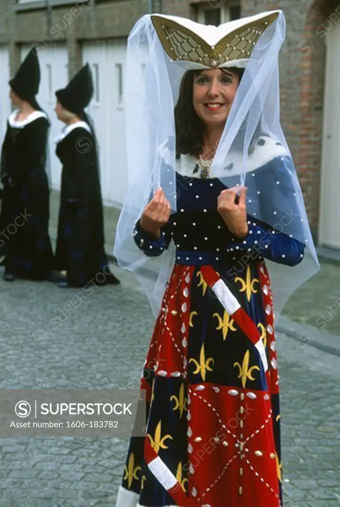 Belgium, Bruges, Pageant of the Golden Tree, festival, woman,