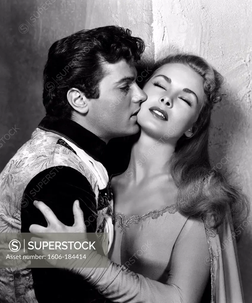 Tony Curtis and Janet Leigh , The Black Shield of Falworth , 1954 directed by Rudolph Mate  (Universal Pictures)