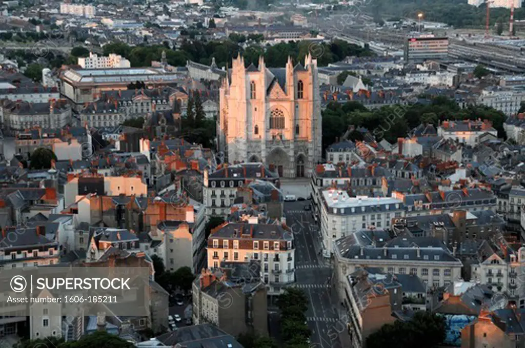 Aerial view of Nantes city, France