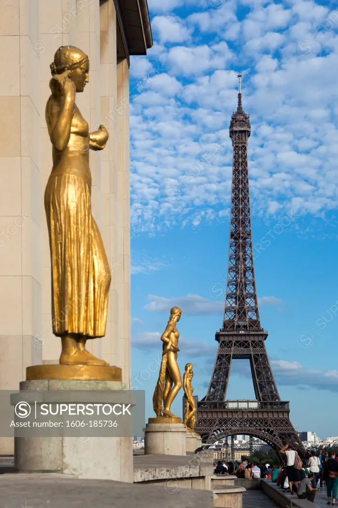 France , Paris City, Eiffel Tower from  Trocadero