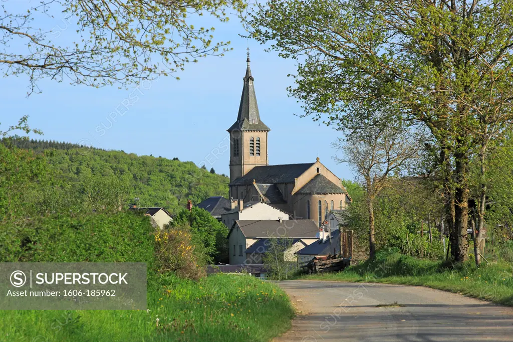 France, Aveyron (12), La Besse, village road reached the village
