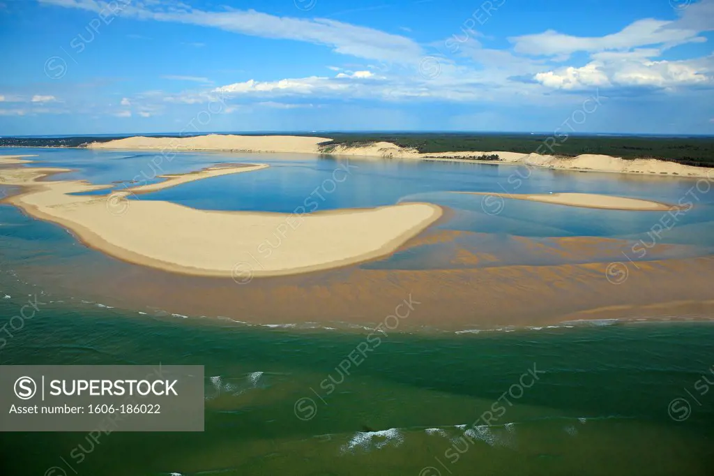 France, Gironde (33), the Dune du Pilat, the Banc d'Arguin (aerial photo),