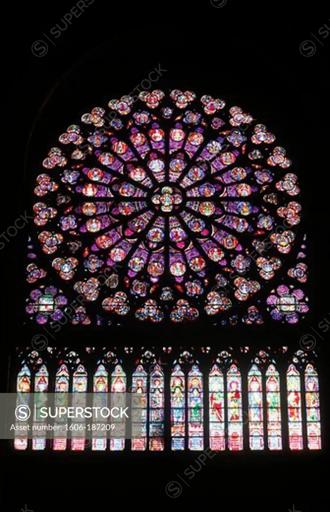 Notre-Dame de Paris cathedral southern rose window Paris. France.