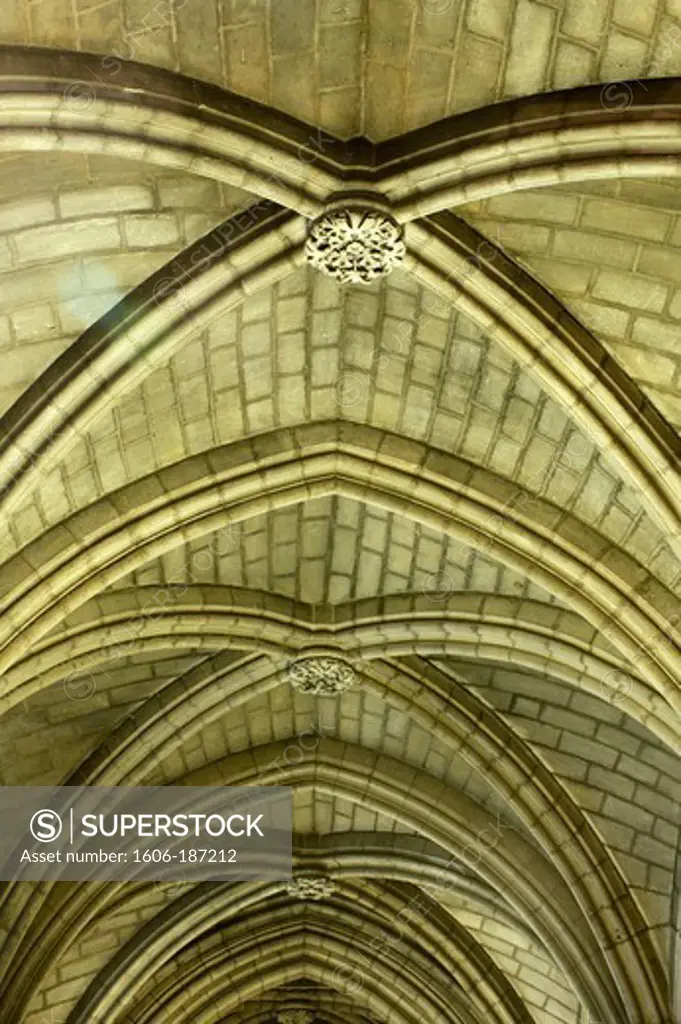 Notre-Dame de Paris cathedral. Sacristy keystone Paris. France.