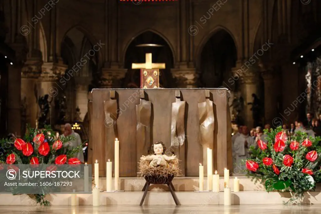 Christmas celebration in Notre Dame cathedral, Paris Paris . France.