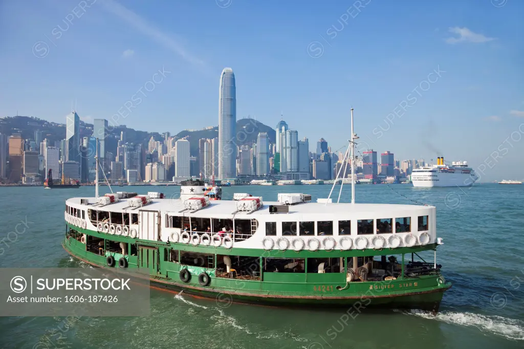 China,Hong Kong,Star Ferry and City Skyline
