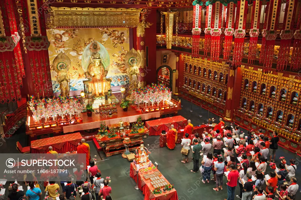 Singapore,Chinatown,Buddha Tooth Relic Temple,Morning Prayer Service