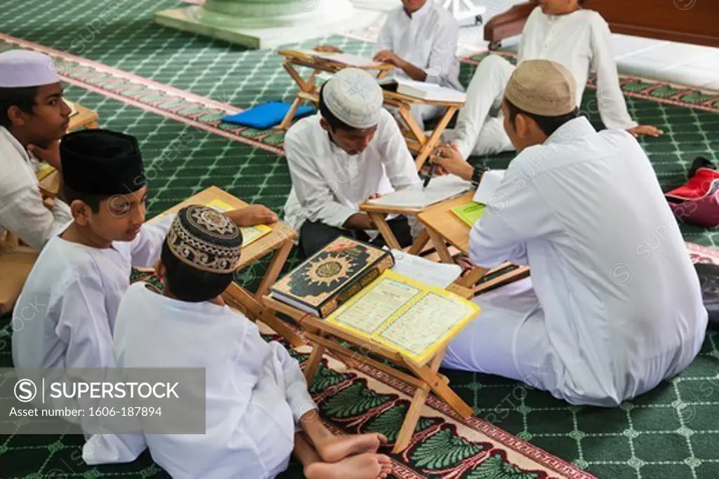 Singapore,Jamae (Chulia) Mosque,Children Studying the Koran