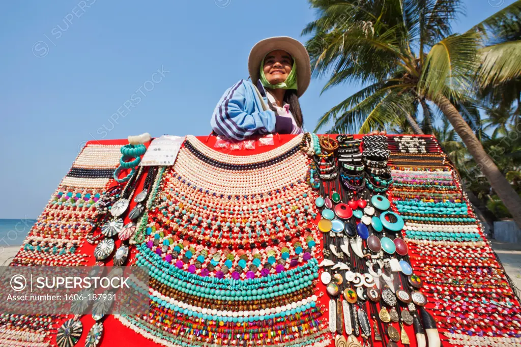 Thailand,Trat Province,Koh Chang,Beach Vendor Selling Jewellery