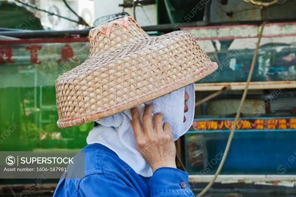 China,Hong Kong,Cheung Chau Island,Local Woman on Mobile Phone