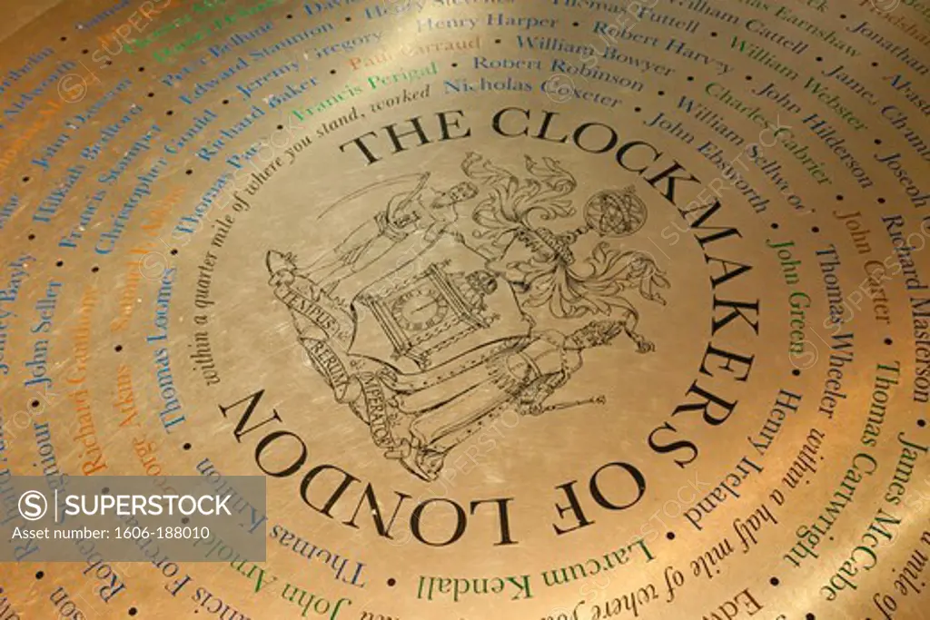 England,London,The City,Guildhall,The Clockmakers Museum,Floor Plaque