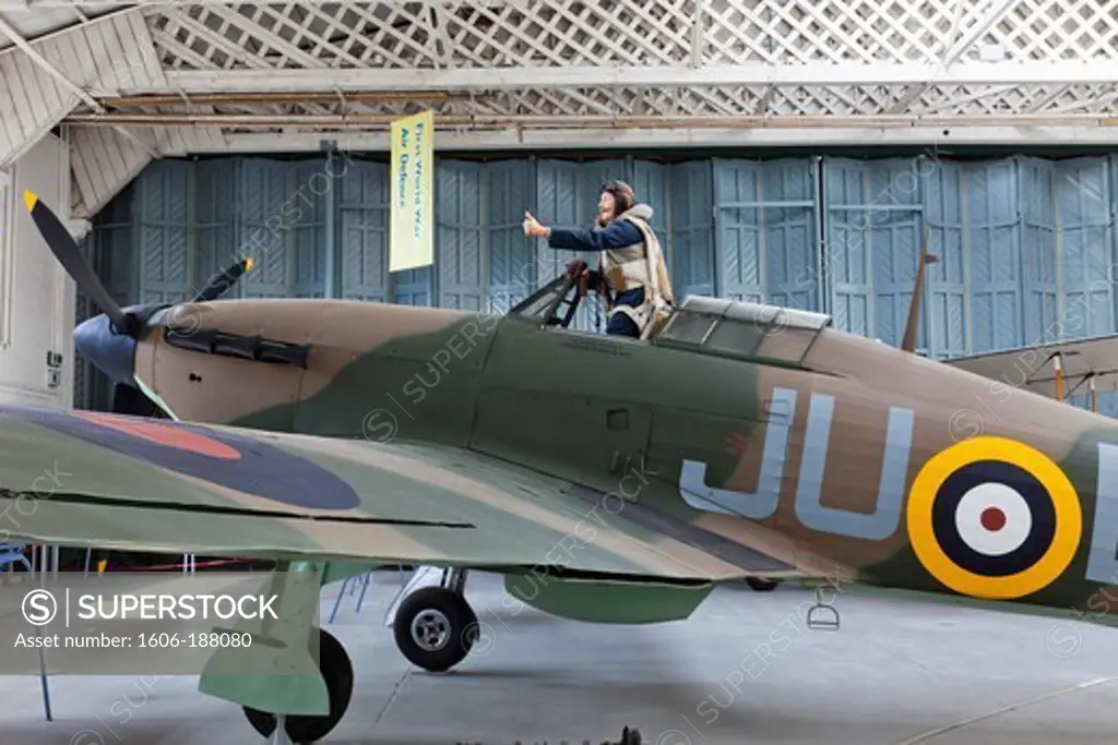 England,Cambridgeshire,Duxford,Imperial War Museum,Battle of Britain Hangar,Hawker Hurricane Mk IIB,Vintage WWII Fighter Plane