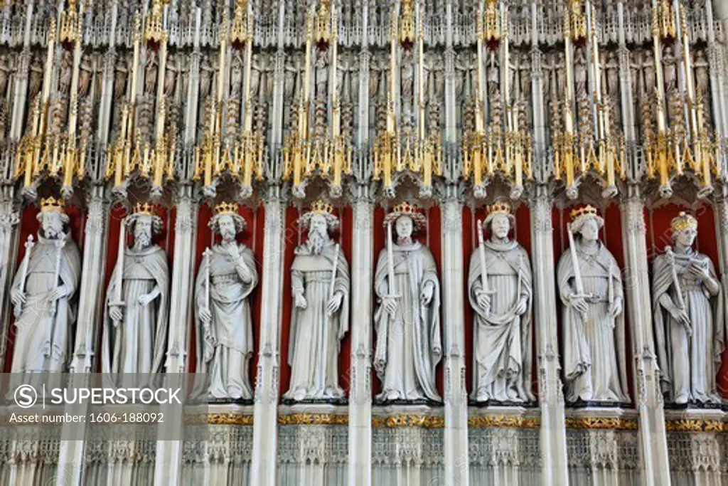 England,Yorkshire,York,York Minster,The Quire Screen depicting The Medieval Kings of England