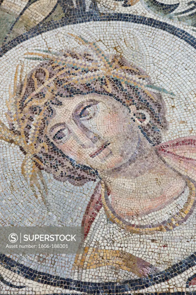England,London,British Museum,Mosaic depicting Head of Woman