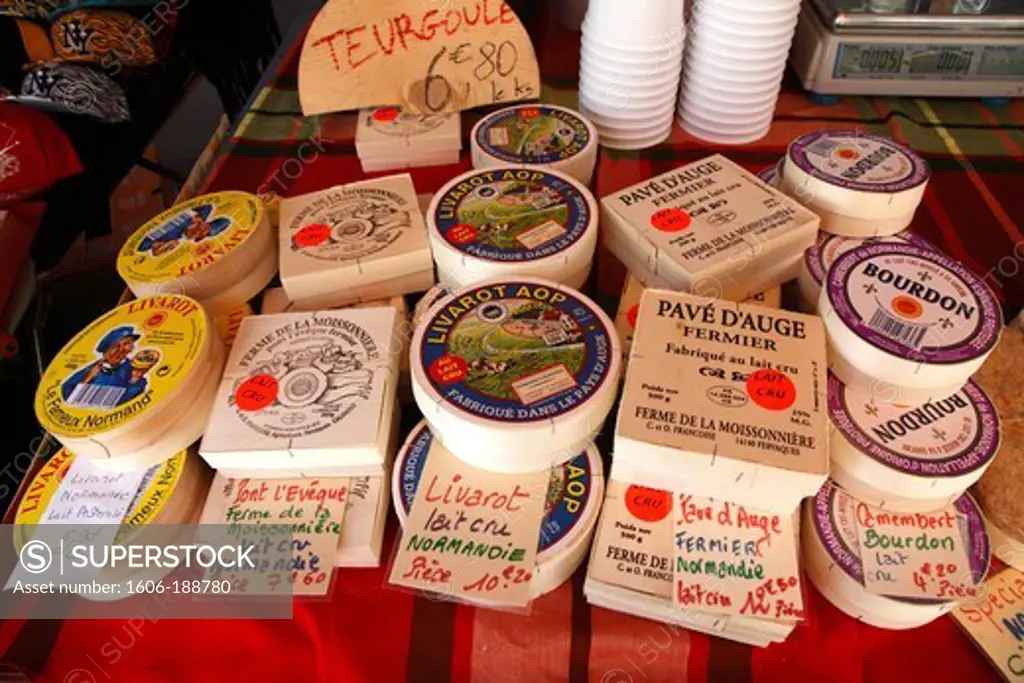 France, Normandy,  Basse-Normandie, Calvados, Bayeux, cheese from Normandy