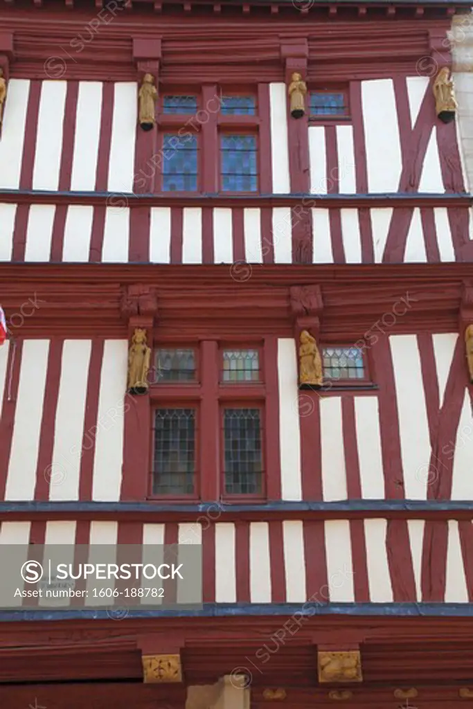 France, Normandy,  Basse-Normandie, Calvados, Bayeux, Saint Malo street, medieval house
