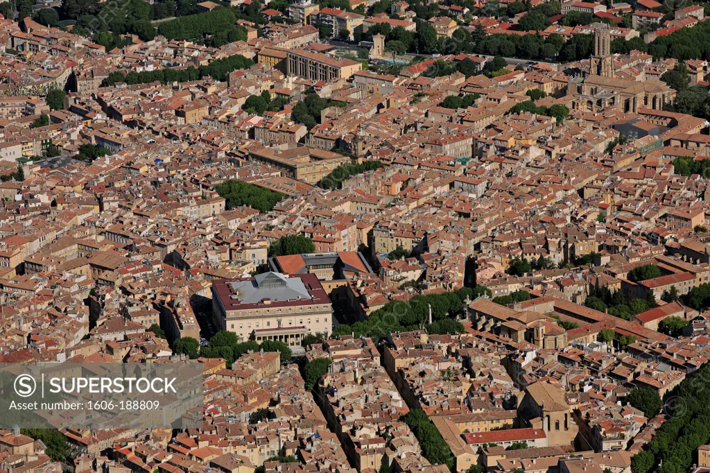 France, Bouches-du-Rhone (13), Aix-en-Provence, a town of Art and History. (Aerial photo)