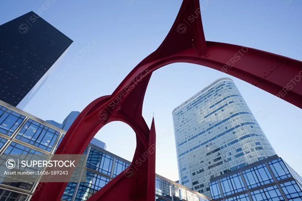 France, Paris, La Defense, La Grand Stabile Sculpture by Alexander Calder