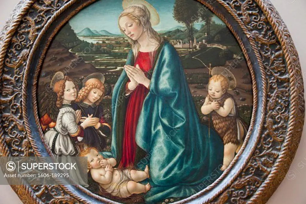 France, Paris, Louvre, Virgin Mary Adoring the Child by Francesco Botticini