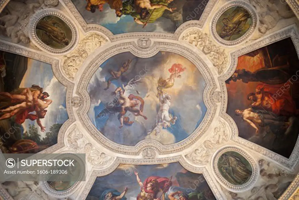 France, Paris, Louvre, Ceiling Artwork of the Apollon Gallery