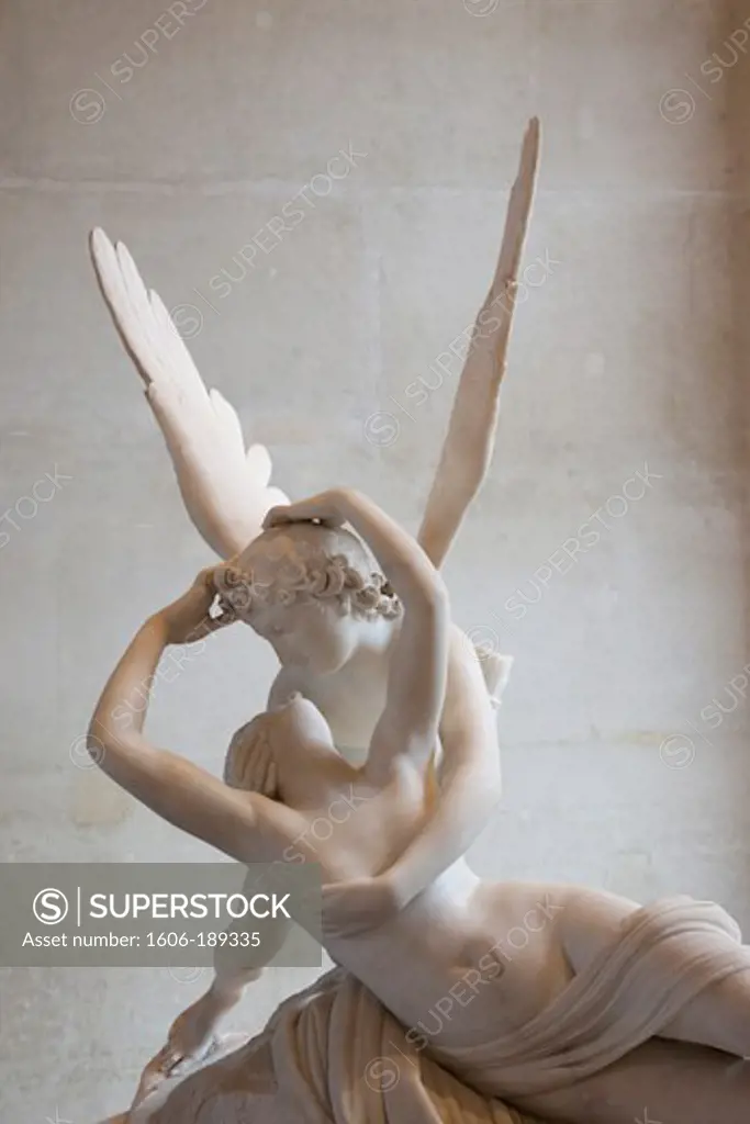 France, Paris, Louvre, Italian Section, Psyche Revived by Cupid's Kiss or Psyche Ranimee Par Le Baiser de l'Amour by Antonio Canova