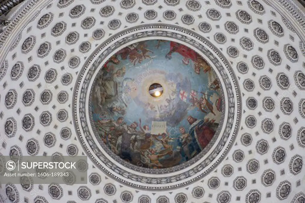 France, Paris, The Pantheon, Interior View of Domed Roof