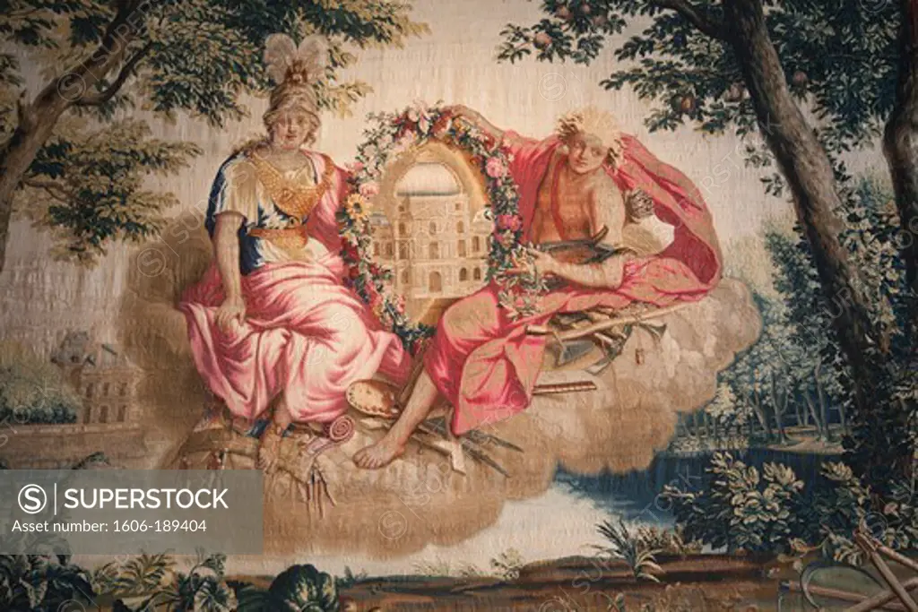 France, Ile-de-France, Fontainebleau, Chateau de Fontainebleau, Tapestry in The Empress's Antechamber