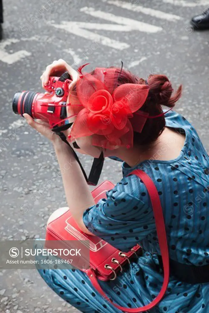 England, London, Female Tourist Taking Photos
